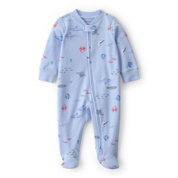 Photo of Infant Boys Sea Animals 2-Way Zip 100% Cotton Sleep n' Play Pajama