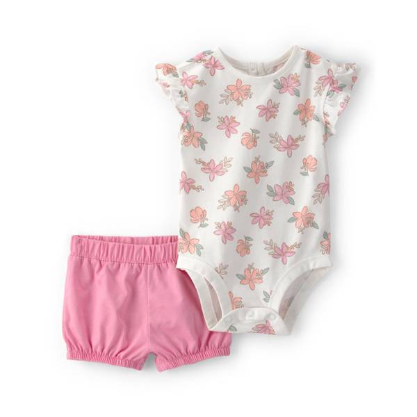 Photo of Infant Girls 2-Piece Floral Short-Sleeve Bodysuit Short Set