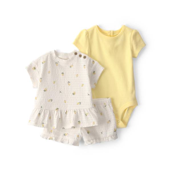 Photo of Infant Girls 3-Piece Lemon Top, Bodysuit Short Set