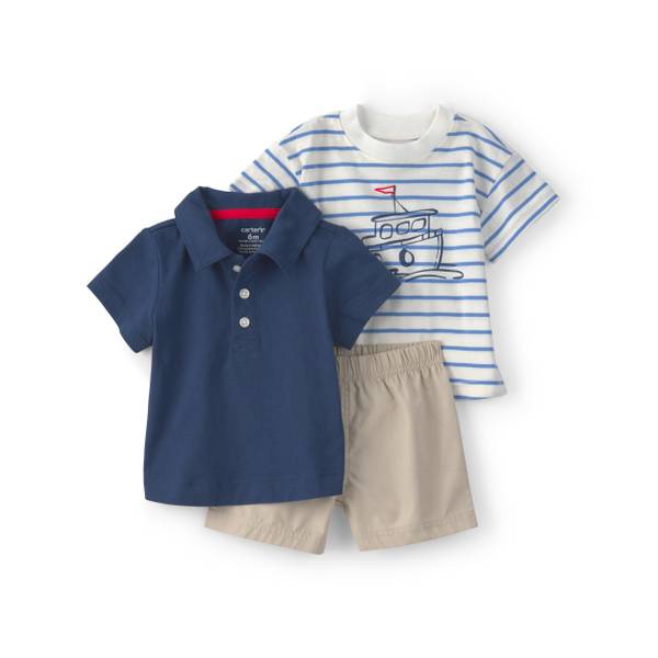 Photo of Infant Boys 3-Piece Nautical Short-Sleeve Tops n' Short Set