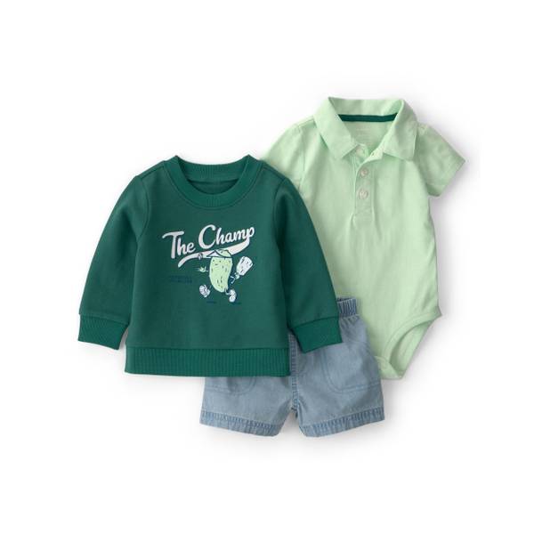 Photo of Infant Boys 3-Piece Pickleball Sweatshirt, Bodysuit Short Set