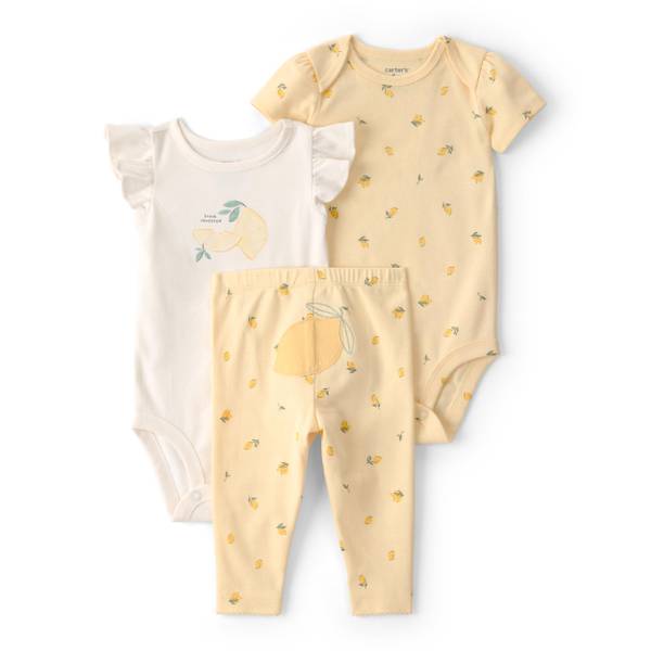 Photo of Infant Girl's 3-Piece Lemon Bodysuits Pant Set