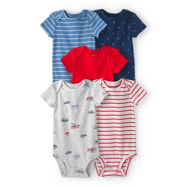 Photo of Infant Boys 5-Pack Nautical Multipack Bodysuits