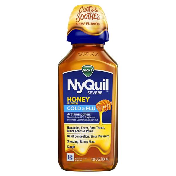 Photo of 12 oz NyQuil SEVERE Honey Liquid Cold/Flu Medicine