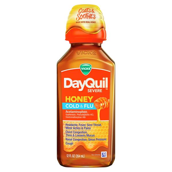 Photo of 12 oz DayQuil SEVERE Honey Liquid Cold/Flu Medicine