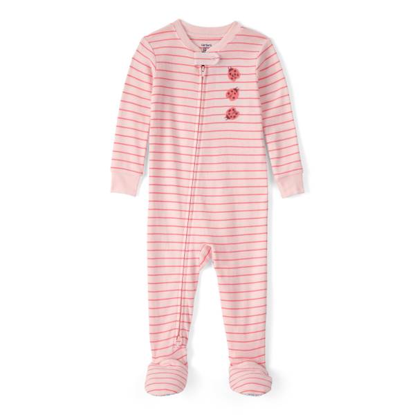 Photo of Infant Girls Ladybug Striped 100% Cotton Snug Fit Pajama Set