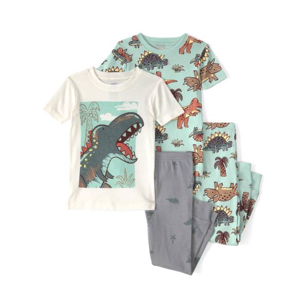 Photo of Toddler Boys Dinosaur 100% Cotton Snug Fit 4-Piece Pajama Set