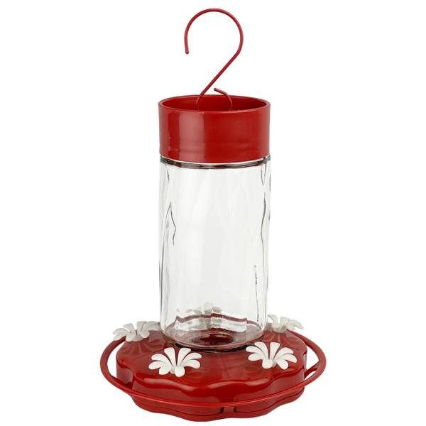Photo of 20 oz Scarlet Swirl Glass Hummingbird Feeder