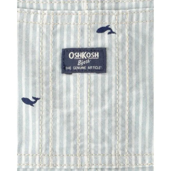 Oshkosh Infant Boys Whale Striped Shortall - 1U537610-3M | Blain's