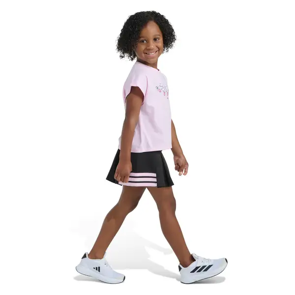 Adidas Girl's 2-Piece Short Sleeve Box Tee and Pleated Skort Set