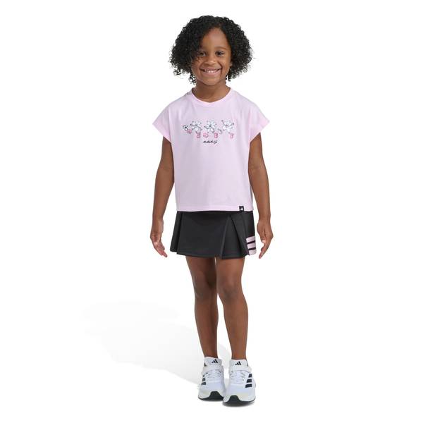 Photo of Girl's 2-Piece Short Sleeve Box Tee and Pleated Skort Set
