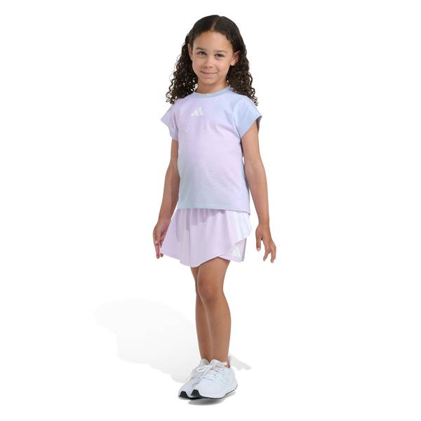 Photo of Girl's 2-Piece Short Sleeve Printed Box Tee and Faux Wrap Skort Set