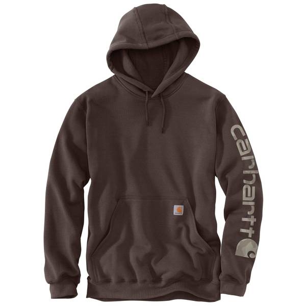 Carhartt Men's Loose Fit Midweight Signature Sleeve Logo Hooded Sweatshirt