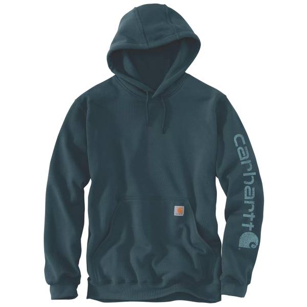 Carhartt Men's Loose Fit Midweight Signature Sleeve Logo Hooded Sweatshirt