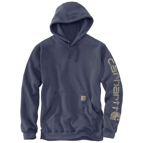 Carhartt Men's Loose Fit Midweight Signature Sleeve Logo Hooded Sweatshirt