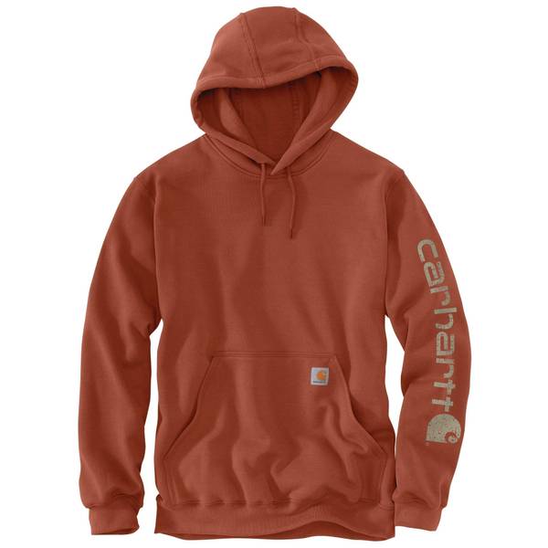 Carhartt Men's Loose Fit Midweight Signature Sleeve Logo Hooded Sweatshirt