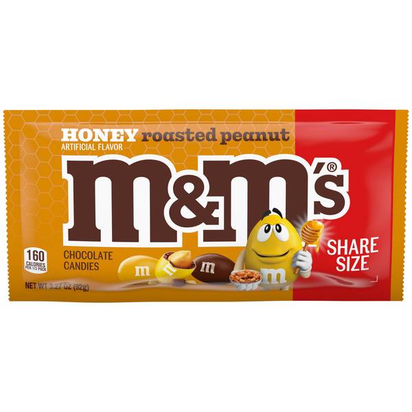 M&Ms 3.27 oz Honey Roasted Peanut Milk Chocolate Share Size Candy
