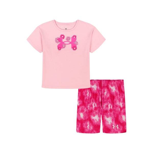 Photo of Girl's Floral Logo Short Sleeve Tee and Bike Shorts