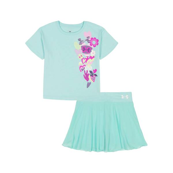 Photo of Girl's Floral Short Sleeve Tee and Mesh Skort Set