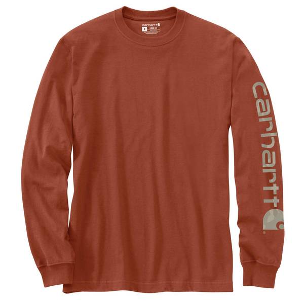 Carhartt Men's Cotton Dearborn Loose Ls Logo T-Shirt | Homestead Red | 2XL