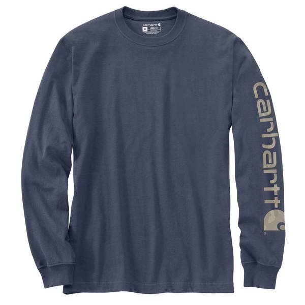 Carhartt Men's Cotton Dearborn Loose Ls Logo T-Shirt | Superstorm | 2XL