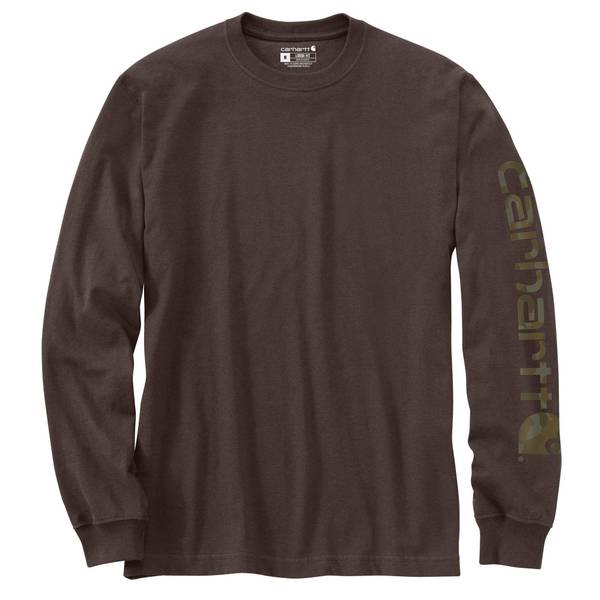 Carhartt Men's Cotton Dearborn Loose Ls Logo T-Shirt | Dark Clove Heather | Xs