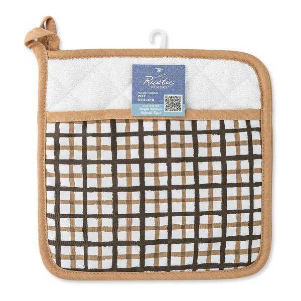 Photo of 9x9" Pot Holder with Pocket - Clay/ Brown/ Natural/ White Print