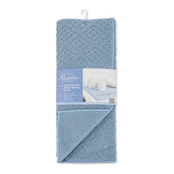 Photo of 2-Piece Microfiber Floral Drying Mat - Blue