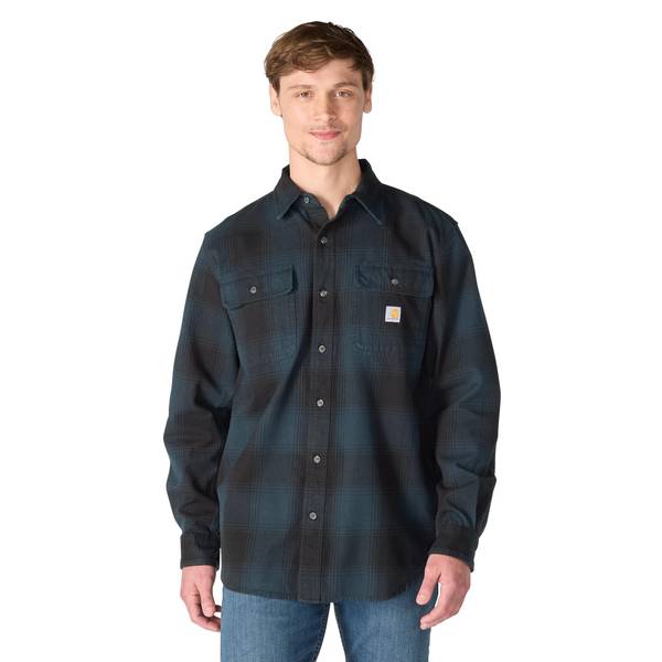 Carhartt Men's Cotton Hubbard Loose Ls Plaid Shirt | Deep Smoke Blue | 4XL