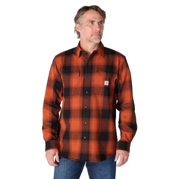 Carhartt Men's Loose Fit Heavyweight Flannel Long-Sleeve Plaid Shirt