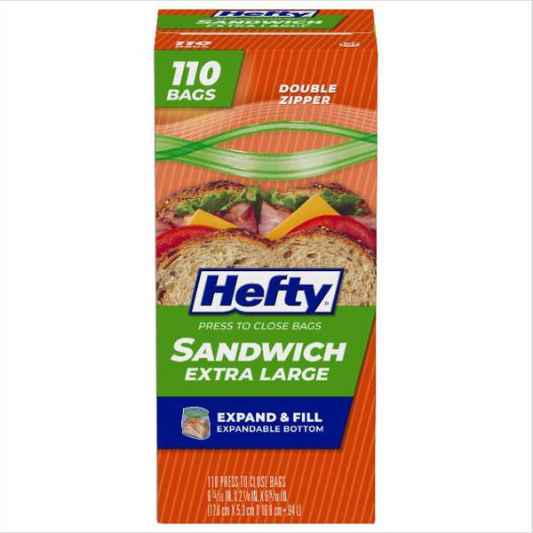 Hefty Freezer Bags Clear Quart Size Plastic Double Zipper 38 Count
