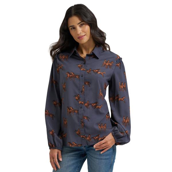 Photo of Women's Drapey Sleeve Button Up Blouse