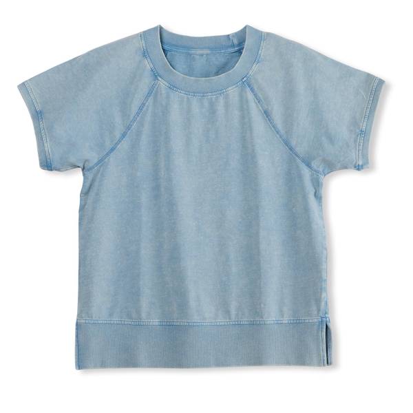 Photo of Women's Acid Wash Short Sleeve Rib Trim Top