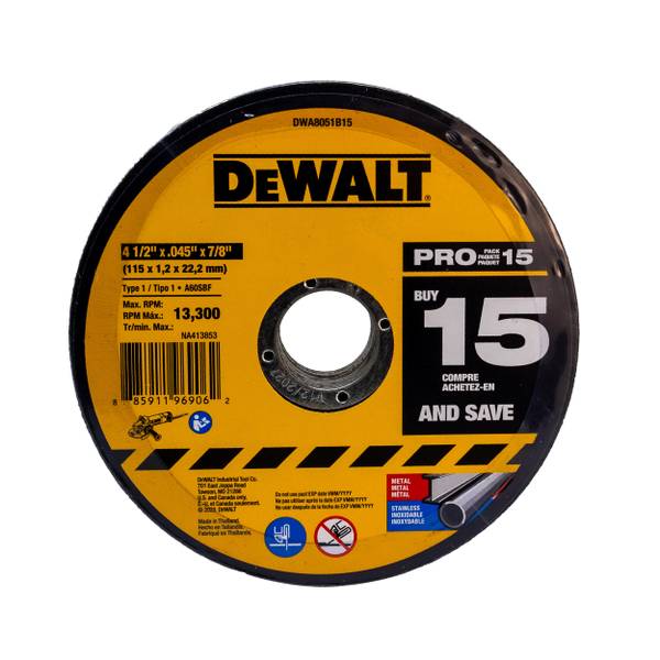 Photo of 4-1/2" x .045" x 7/8" Cut-Off Wheel 15-Pack