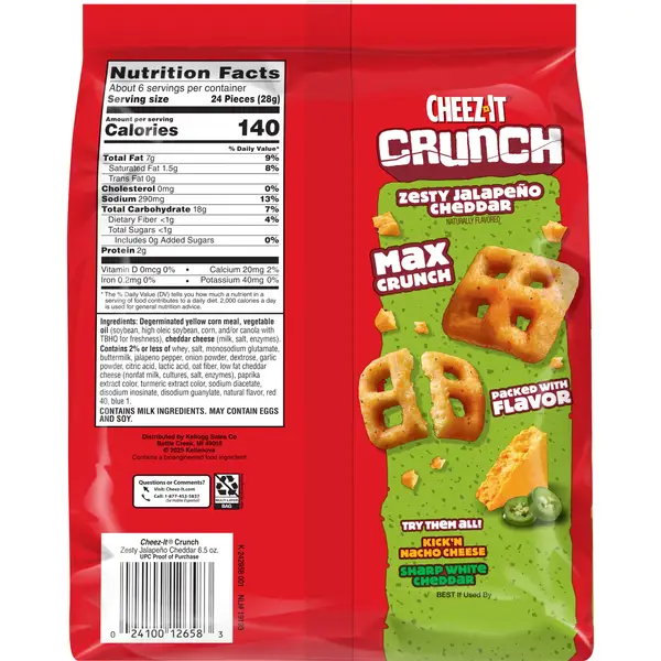 Cheez-It 6.5 oz Crunch Zesty Jalapeno Crackers - 192238 | Blain's