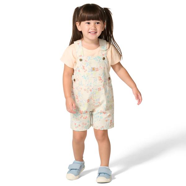 Photo of Toddler Girl's 2-Piece Short Sleeve T-shirt and Canvas Shortall Set
