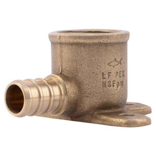 SharkBite 1/2" PEX Barb x FIP Brass 90-Degree Drop-Ear Elbow Fitting