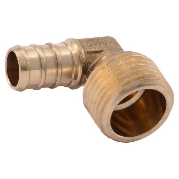 SharkBite 1/2" PEX Barb x MIP Brass 90-Degree Elbow Fitting