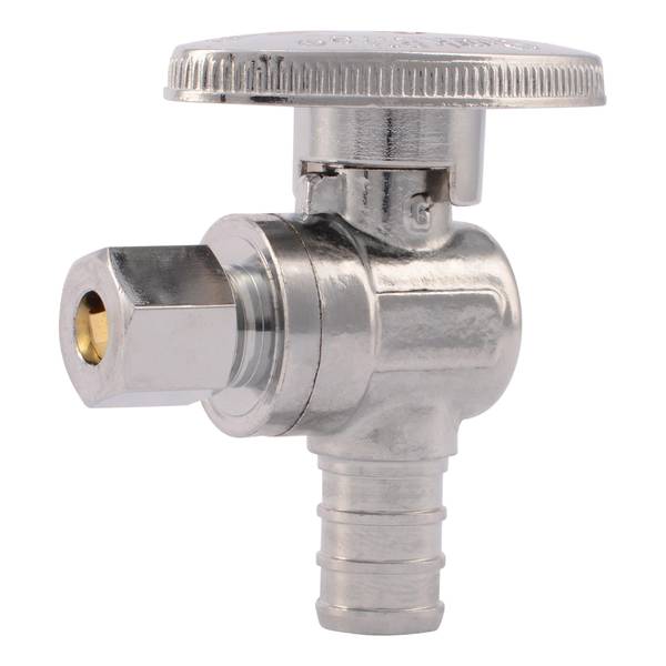 SharkBite 1/2-in PEX Barb x 1/4-in OD Compression Angle Stop Brass Quarter Turn Valve