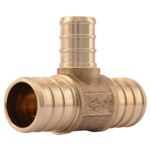 SharkBite 3/4"x3/4"x1/2" PEX Barb Brass Reducing Tee Fitting