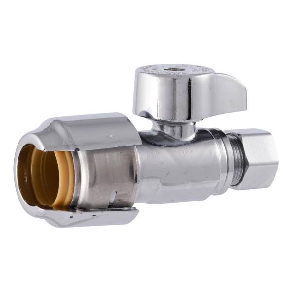 SharkBite Max 1/2" Push-to-Connect x 3/8" O.D. Compression Quarter-Turn Straight Stop Valve