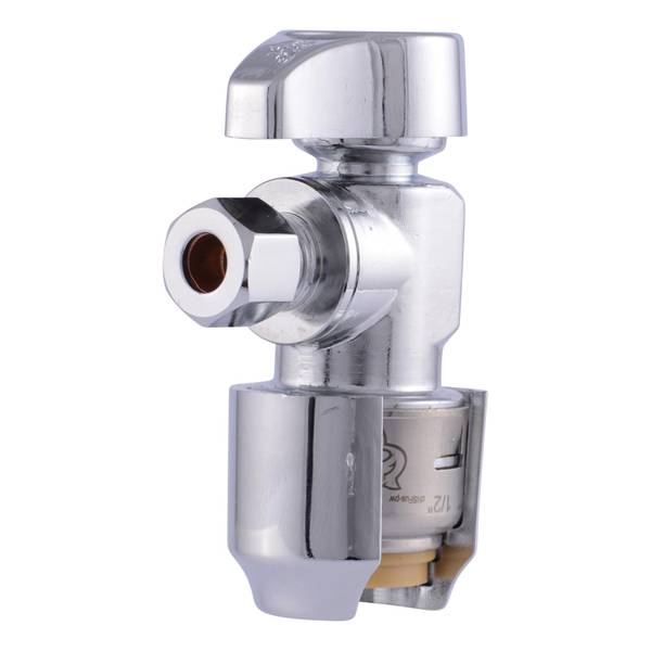 SharkBite Max 1/2" Push-to-Connect x 1/4" O.D. Compression Quarter-Turn Angle Stop Valve