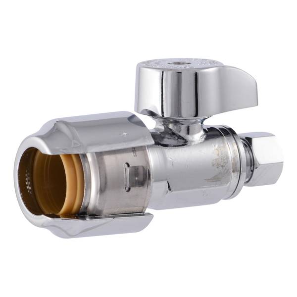 SharkBite Max 1/2" Push-to-Connect x 1/4" O.D. Compression Quarter-Turn Straight Stop Valve