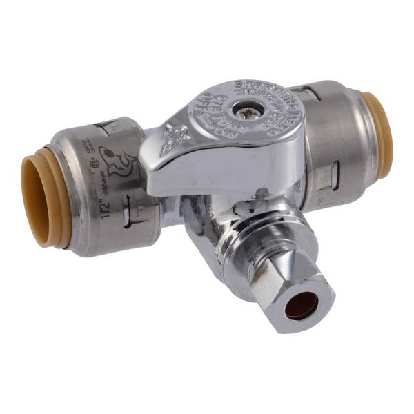 SharkBite Max 1/2"x 1/2"x1/4" Push-to-Connect Compression Service Stop T Valve