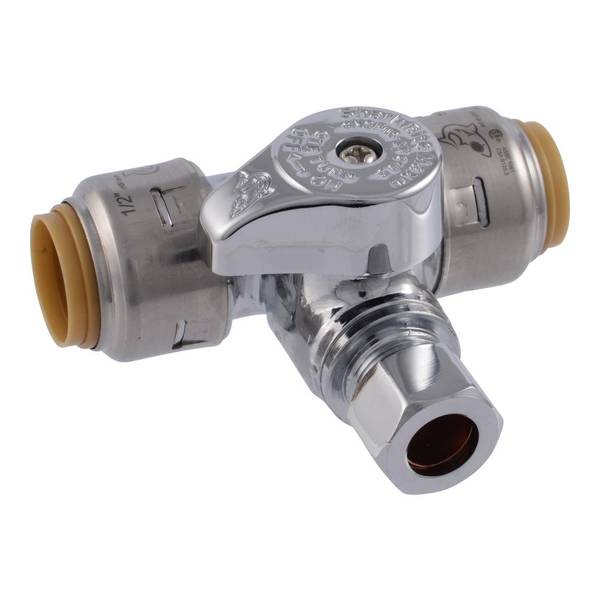 SharkBite Max 1/2"x 1/2"x 3/8" Push-to-Connect Compression Service Stop Valve