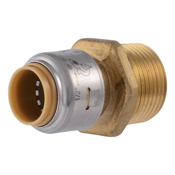 SharkBite Max 1/2" Push-to-Connect x 3/4" MIP Brass Reducing Adapter Fitting