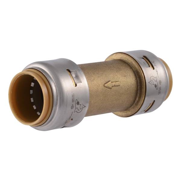 Check Valve, Max, 3/4 in Pipe Size, Push-to-Connect, Brass Body
