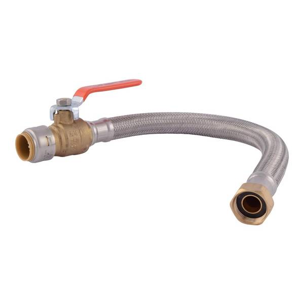 SharkBite Max 3/4"x3/4"x18" Stainless Steel Water Heater Connector W/Ball Valve