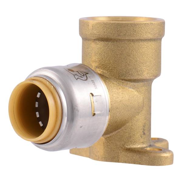 Max Drop Ear Elbow, 1/2 in PTC x 1/2 in FNPT, 90 deg Angle, Brass, 250 psi Pressure