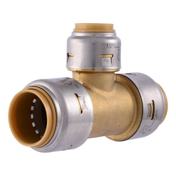 SharkBite Max 3/4"x 3/4"x1/2" Push-to-Connect Brass Reducing Tee Fitting